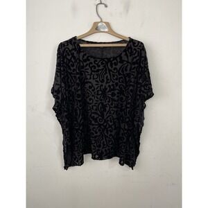 Dana Buchman Womens Shirt Large Black Velvet Burnout Fairy Whimsigoth Evening